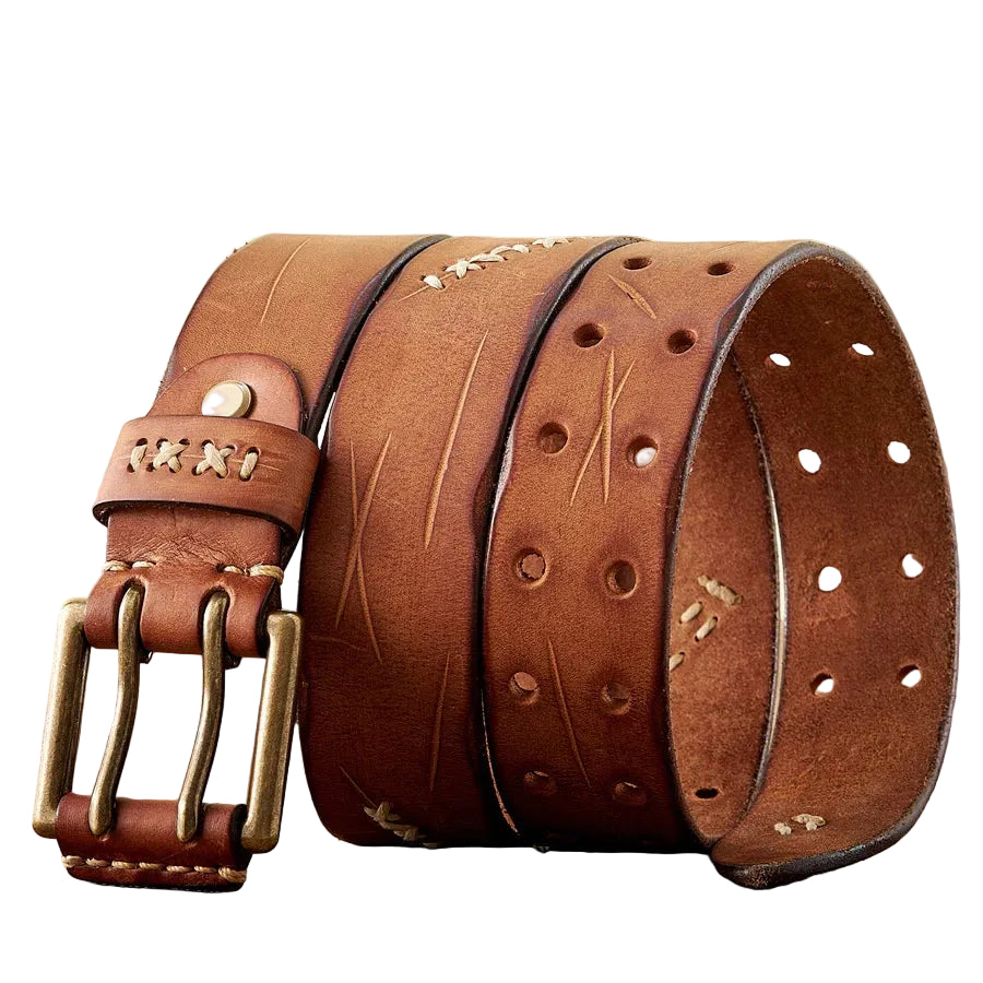 Ceinture Homme Cuir Véritable 3,8 cm – Boucle Double Ardillon Laiton Style Vintage