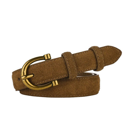 Ceinture Femme en Daim Luxe avec Boucle Dorée – Élégante & Tendance