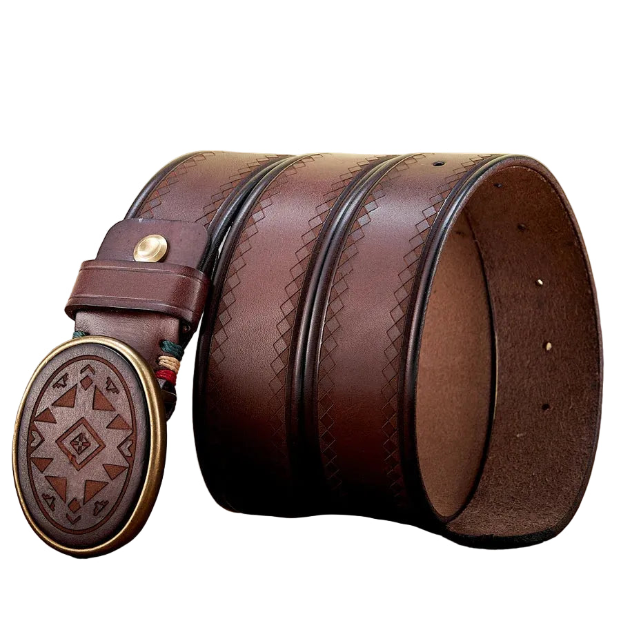 Ceinture Homme en Cuir Véritable Épais – Boucle en Laiton, Style Jeans Casual