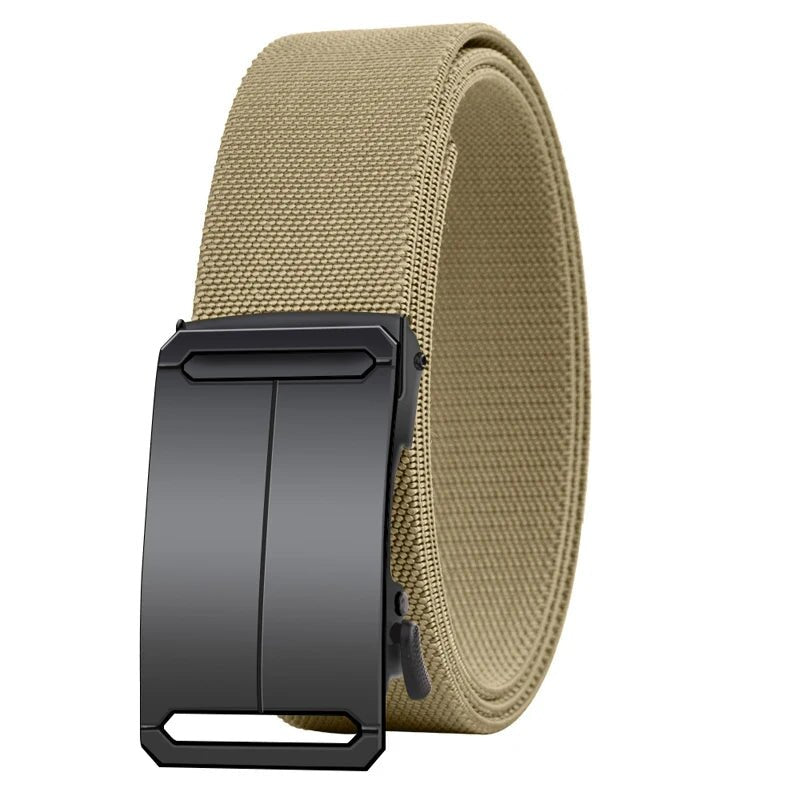 Ceinture Automatique Homme Tactique Noire en Toile Boucle Métal