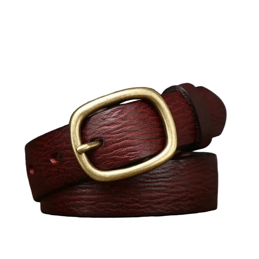 Ceinture Femme en Cuir Véritable 2,8 cm – Style Rétro avec Boucle Ardillon Cuivrée