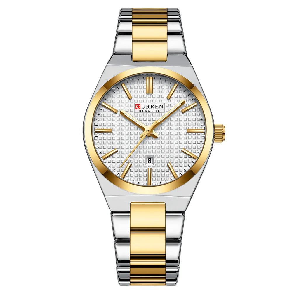 Montre Femme Élégante en Acier Inoxydable – Quartz, Étanche et Date Lumineuse