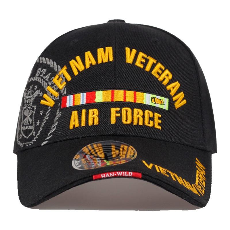 Casquette Vietnam Vétéran Air Force noire de face