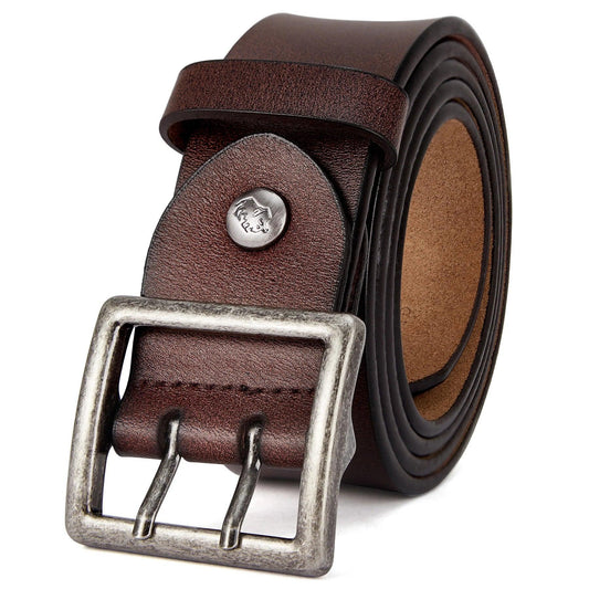 Ceinture cuir Homme vintage, Boucle double ardillon