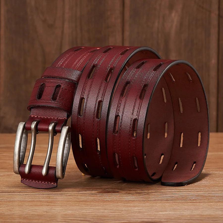 Ceinture Cuir Vintage Double Ardillons