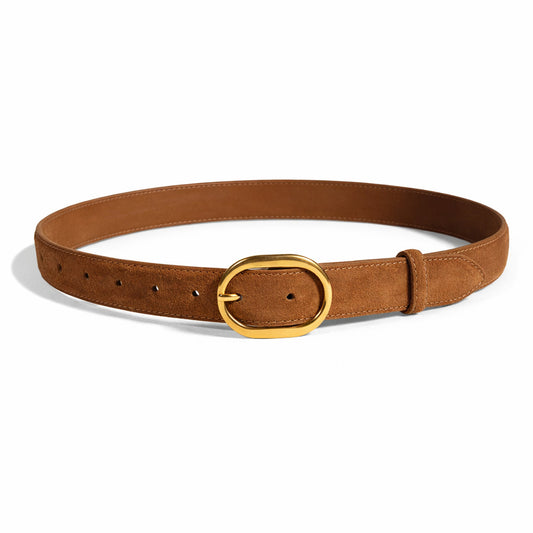 Ceinture Femme Fine Vintage en Daim & Cuir Véritable