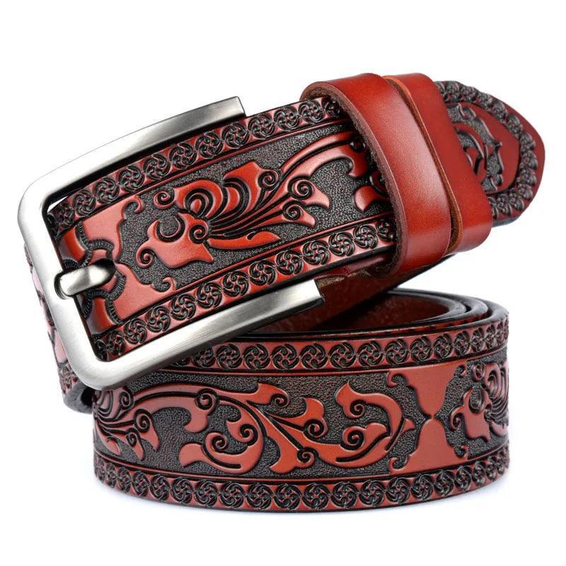 Ceinture en Cuir Véritable Embossée