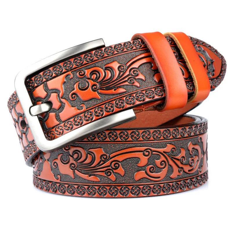 Ceinture en Cuir Véritable Embossée