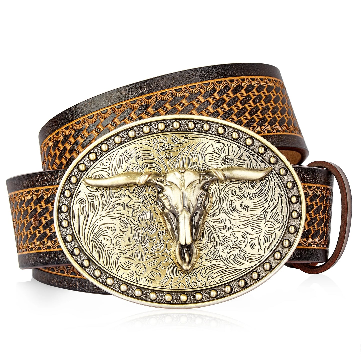 Ceinture Cowboy en Cuir Véritable Gaufré