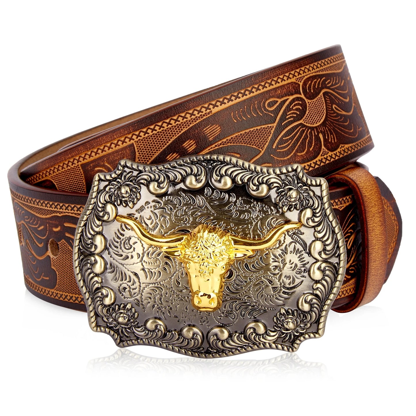 Ceinture Cowboy en Cuir Véritable Gaufré