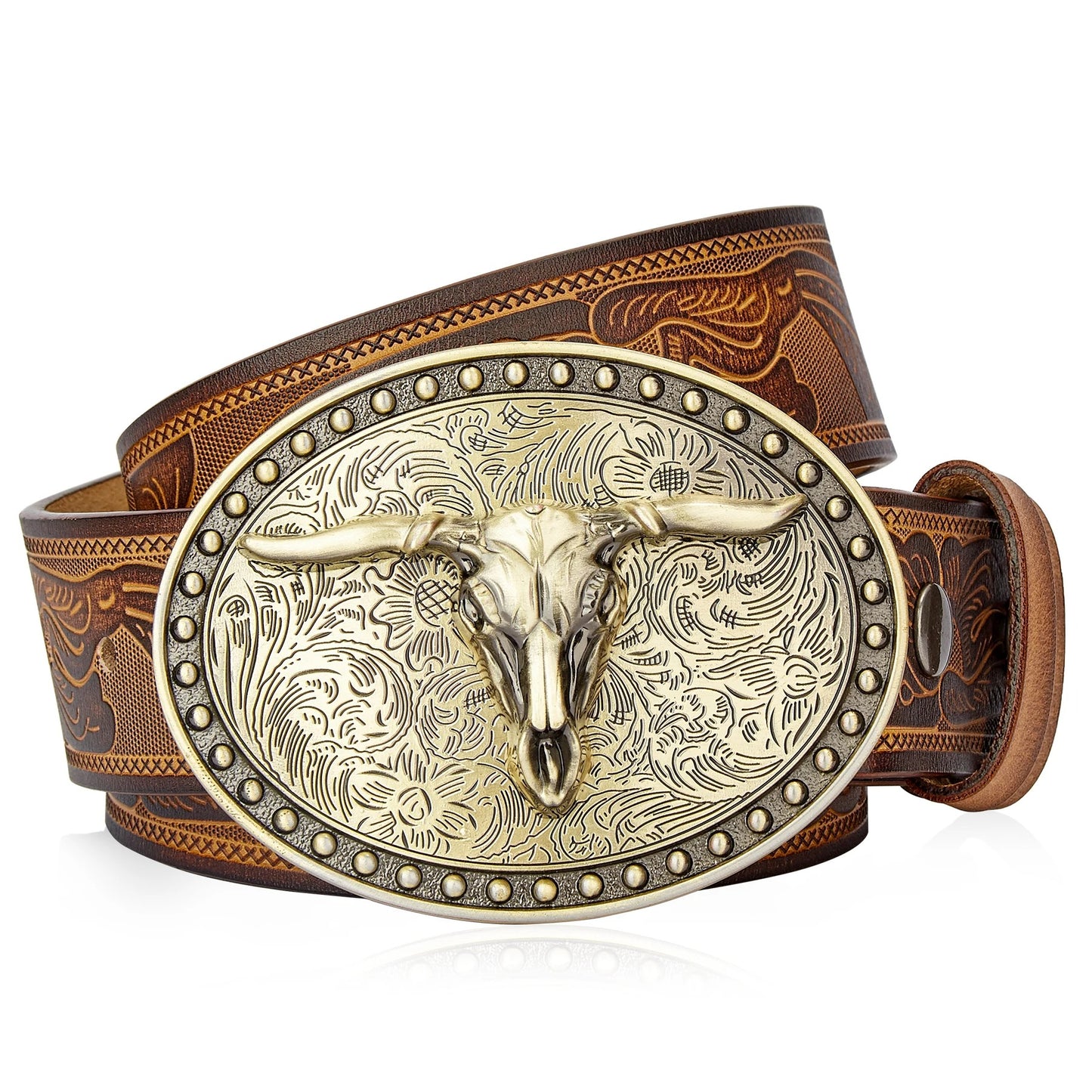 Ceinture Cowboy en Cuir Véritable Gaufré