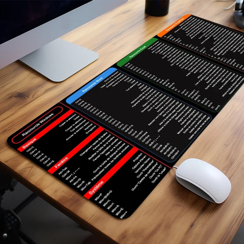 Tapis de souris Raccourcis Windows, Excel, Word, Power point en Français