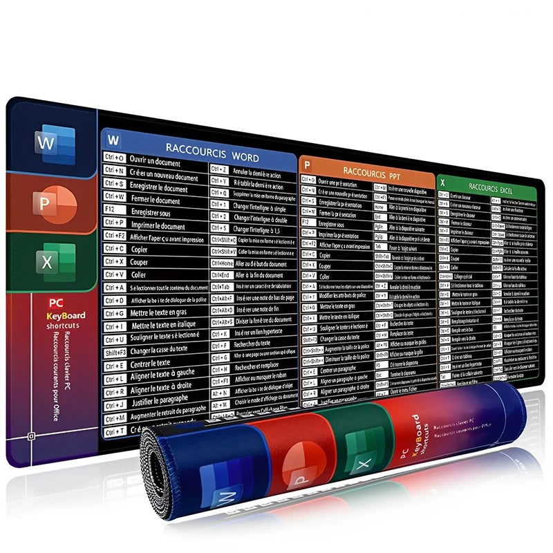Tapis de Souris Raccourcis Excel, Word, PPT Français