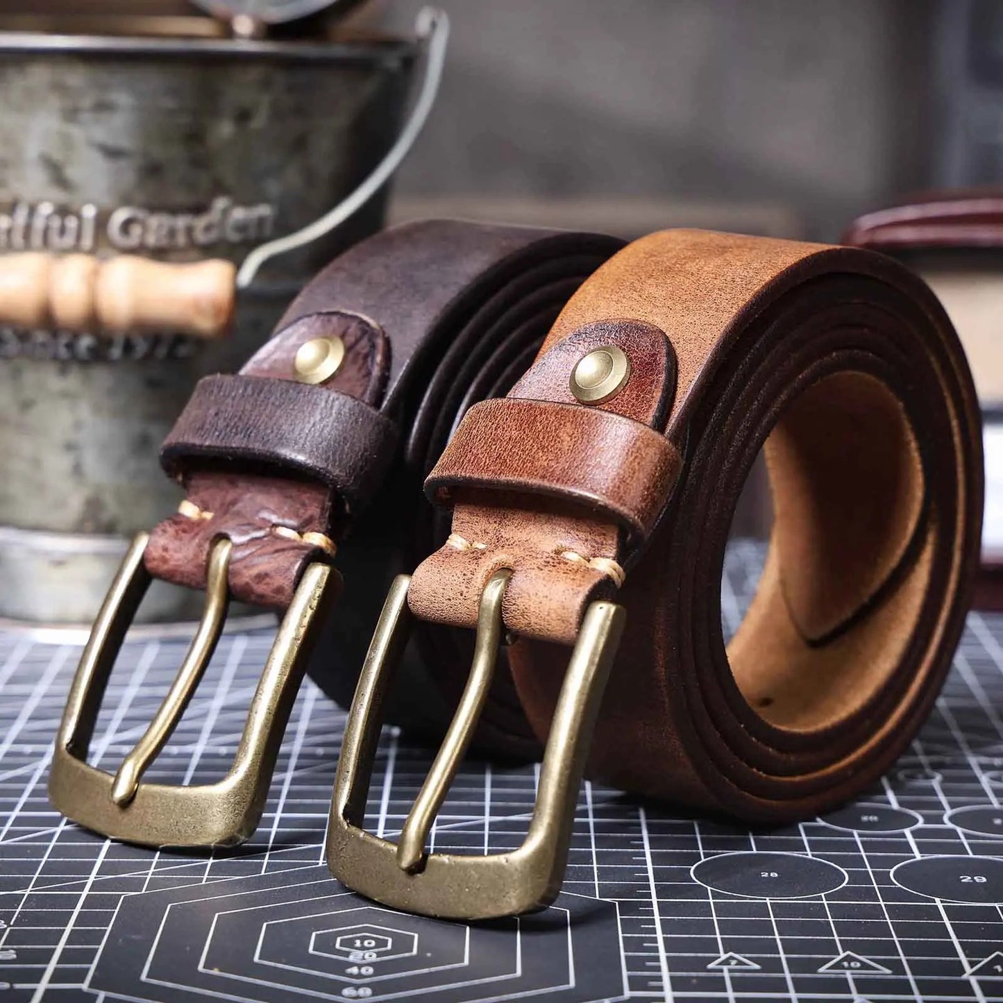 Ceinture Vintage en Cuir Véritable pour Homme