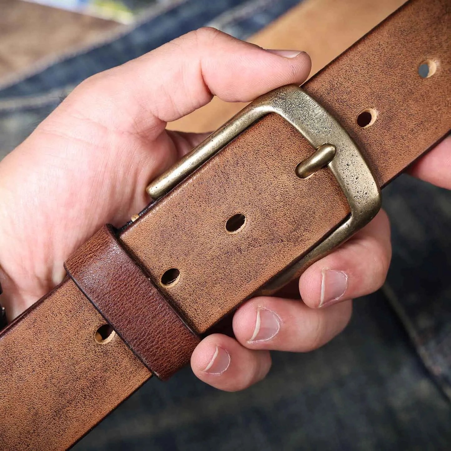 Ceinture Vintage en Cuir Véritable pour Homme