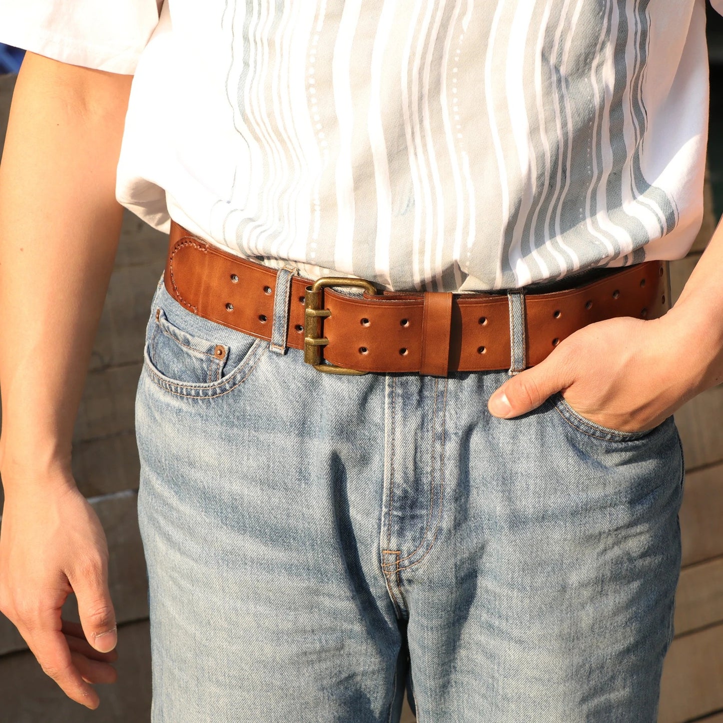 Ceinture en Cuir pour Homme Double Ardillons