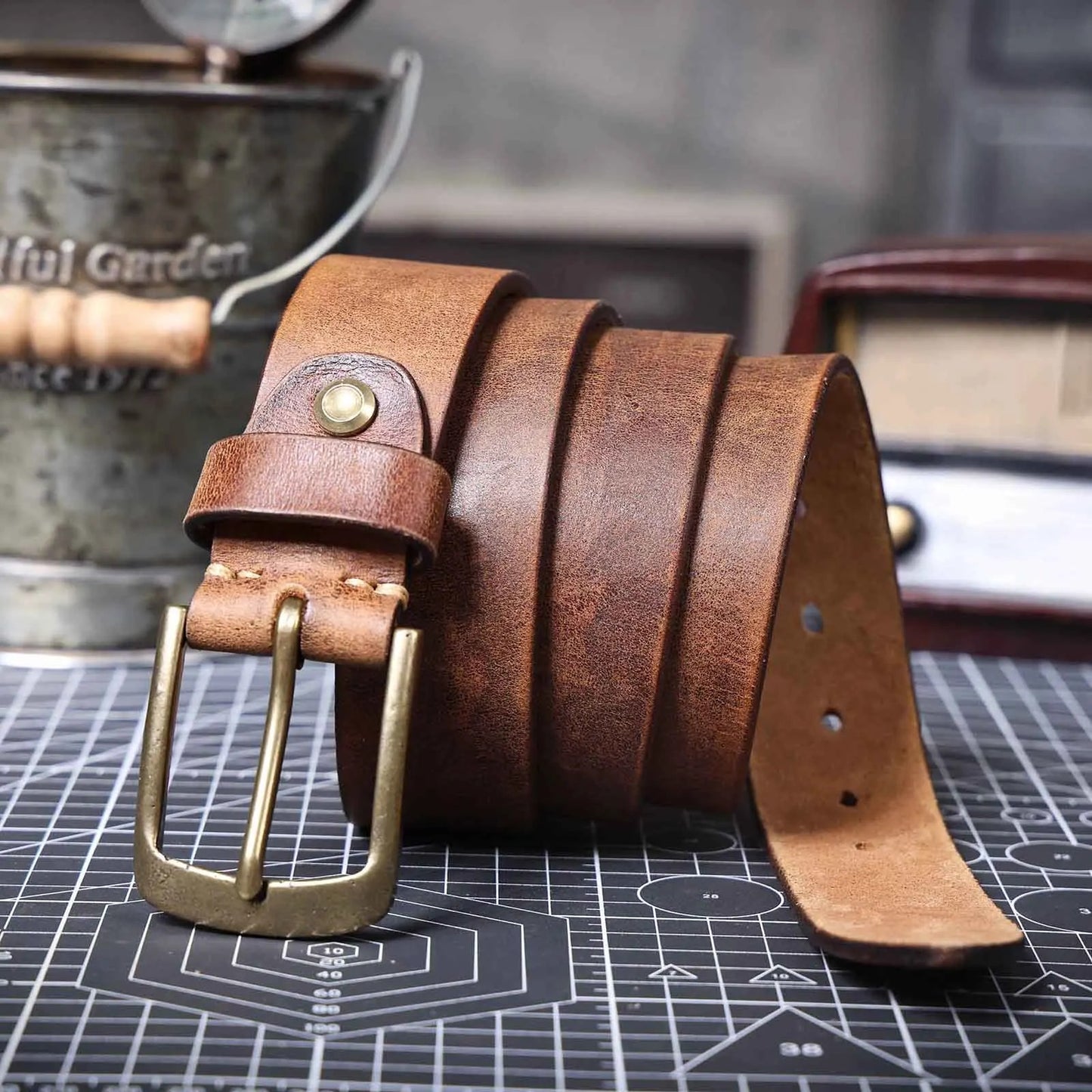 Ceinture Vintage en Cuir Véritable pour Homme