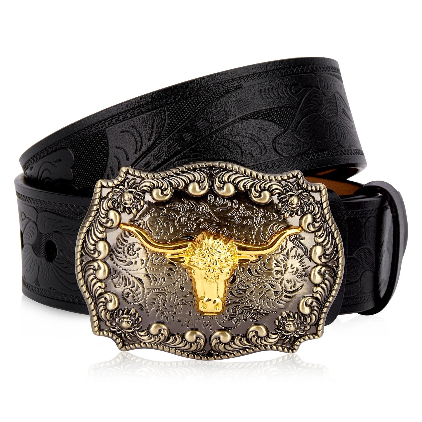 Ceinture Cowboy en Cuir Véritable Gaufré