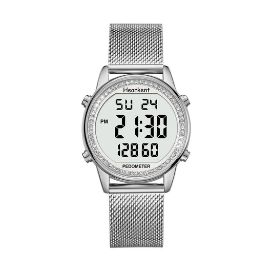 Montre Digitale Femme – Podomètre, Étanche 30M & Élégante