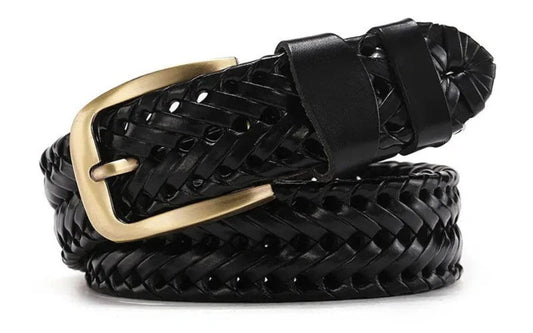 Ceinture Tressée en cuir véritable