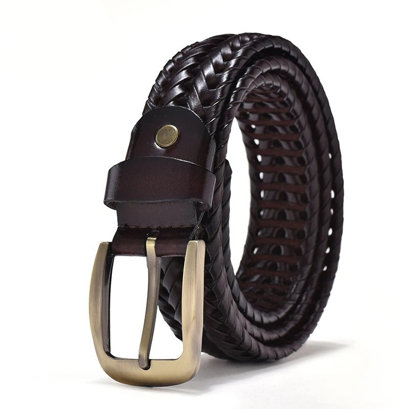 Ceintures tressées en cuir véritable pour homme