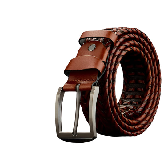 Ceinture Tressée en cuir véritable
