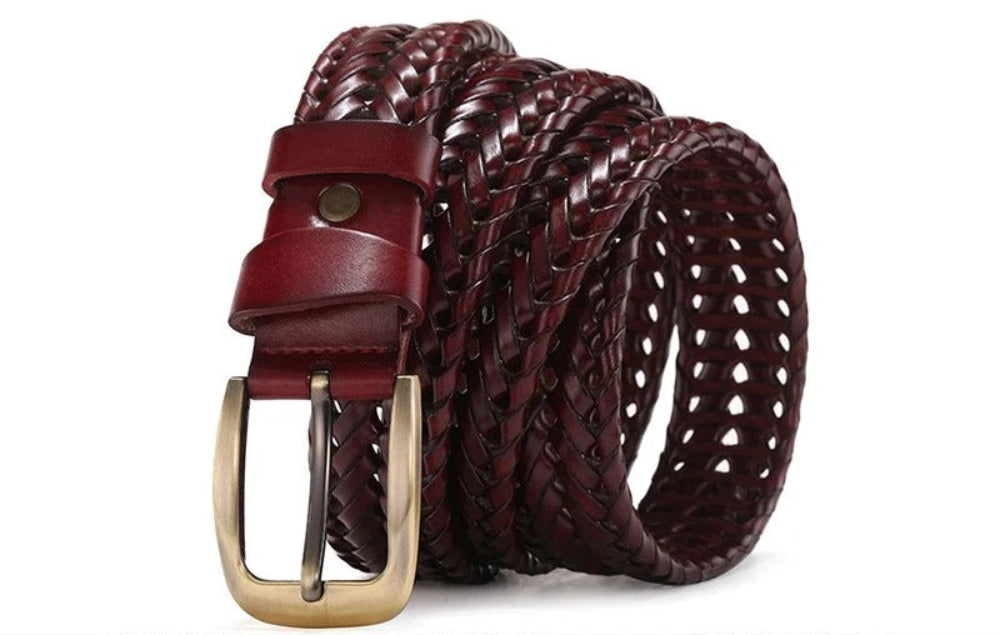 Ceinture Tressée en cuir véritable
