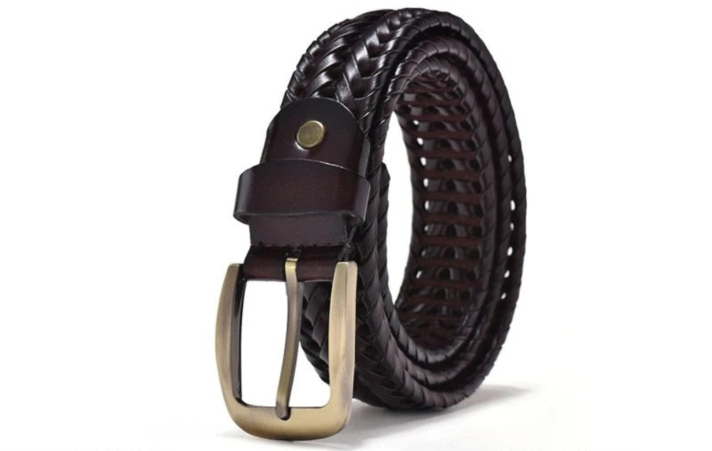 Ceinture Tressée en cuir véritable
