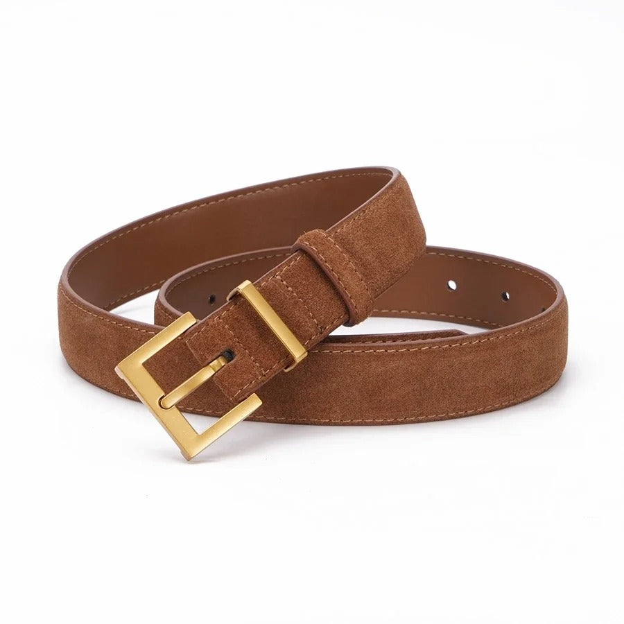 Ceinture double en cuir de vachette pour femme