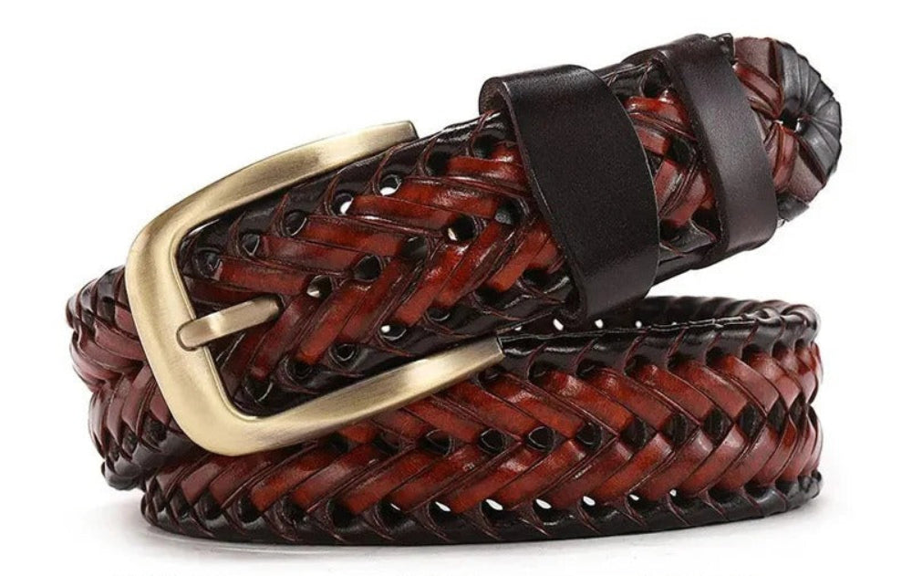 Ceinture Tressée en cuir véritable