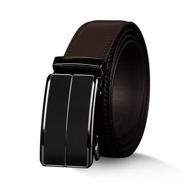 Ceinture de luxe en cuir véritable marron et boucle automatique