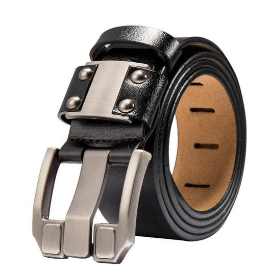 Ceinture Vintage Classique en Cuir Véritable Noir