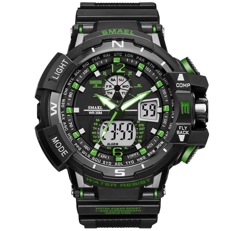 Montre Digitale double affichage noir & vert