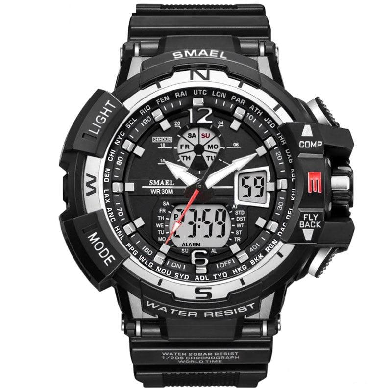 Montre Digitale double affichage noir & argent