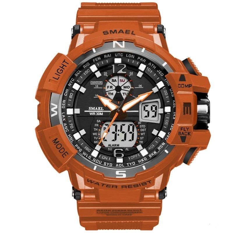 Montre Digitale double affichage orange
