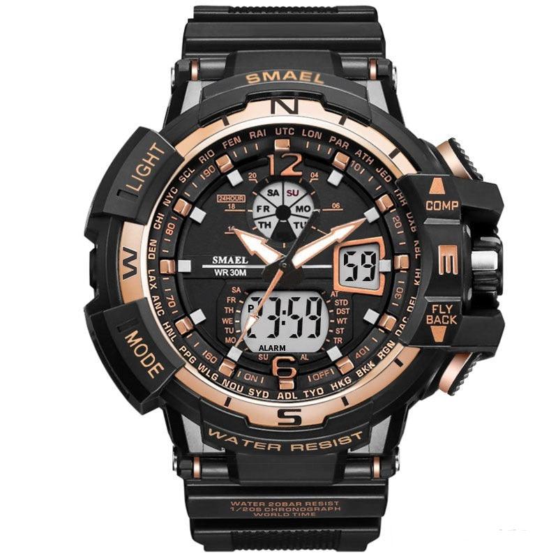 Montre Digitale double affichage noir or rose