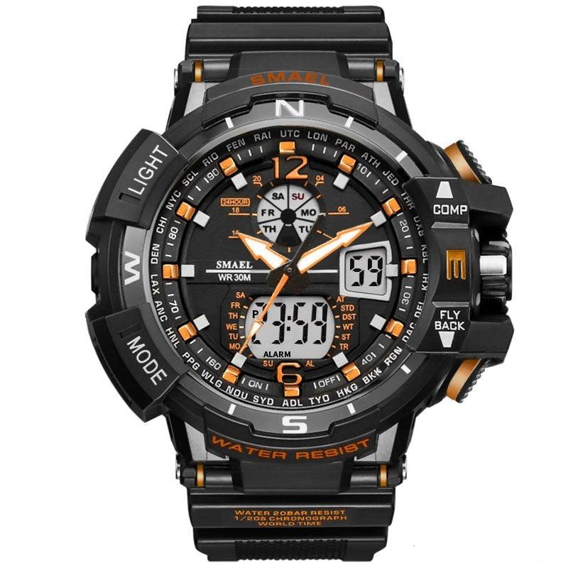 Montre Digitale double affichage noir & orange