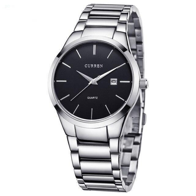 Montre Business analogique argent noir
