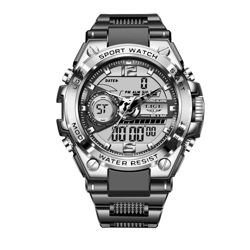 Montre de qualité militaire argent & noir