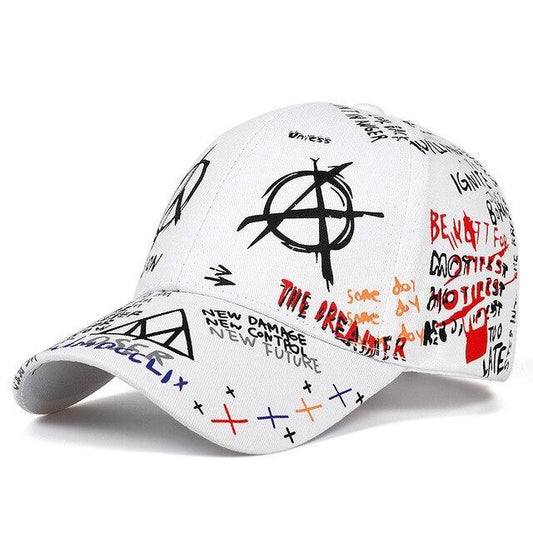 Nouvelle casquette Baseball Graffitti 100% coton blanche profil