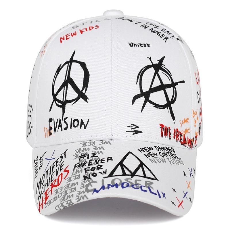 Nouvelle casquette Baseball Graffitti 100% coton blanche face
