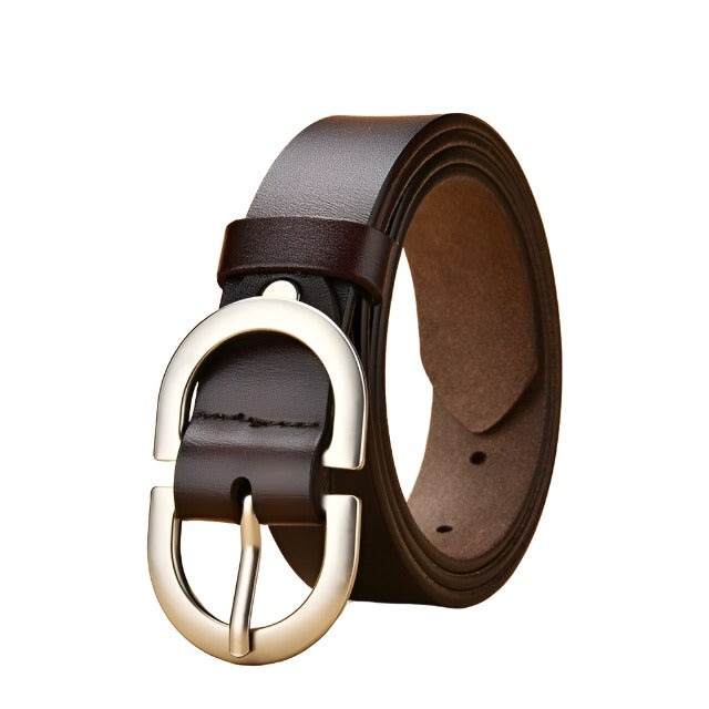 Nouvelle ceinture café en cuir véritable