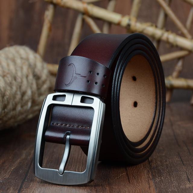 Nouvelle série de ceinture en Cuir Véritable pour Homme A café