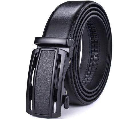 ceinture à crémaillère homme — cuir véritable, boucle automatique