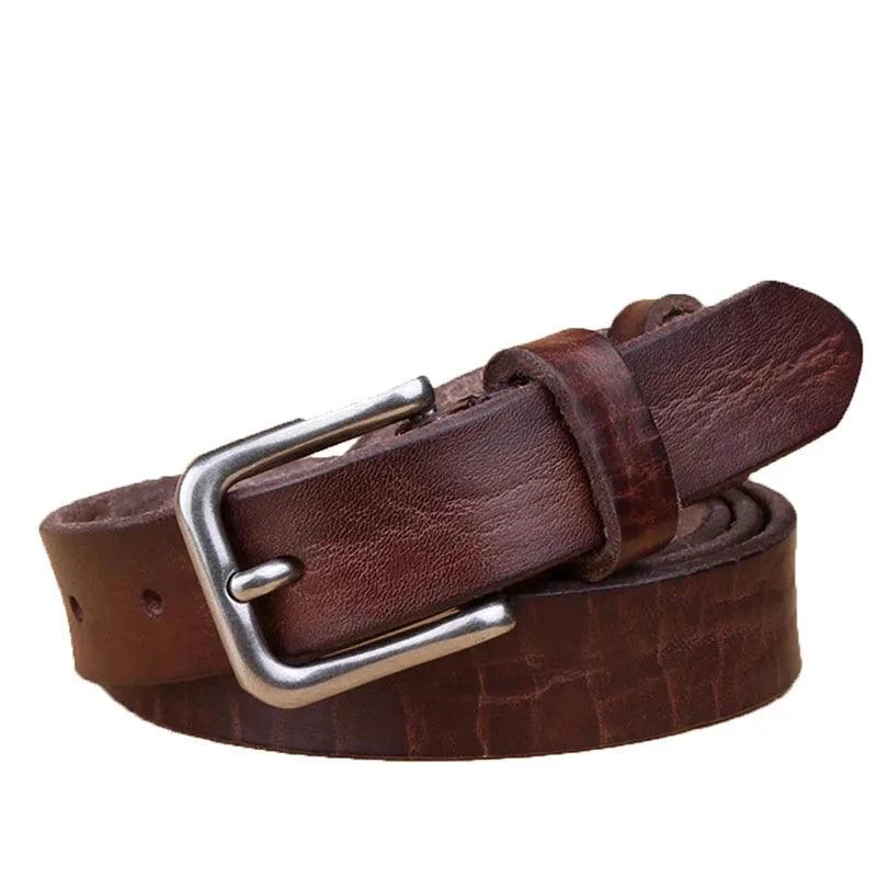 Ceinture Fine en Cuir Marron