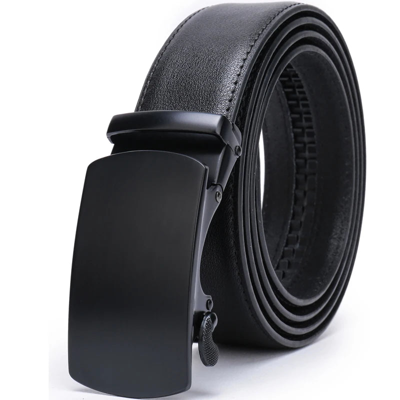 ceinture à crémaillère homme — cuir véritable, boucle automatique