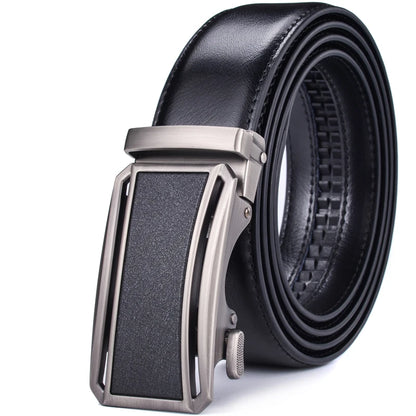 ceinture à crémaillère homme — cuir véritable, boucle automatique
