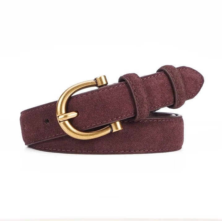 Ceinture Femme en Daim Luxe avec Boucle Dorée – Élégante & Tendance