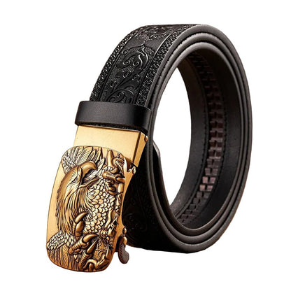 Ceinture Homme Cuir Véritable Aigle – Boucle Automatique Élégante 3,5 cm