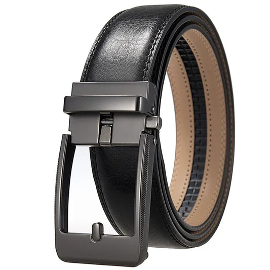 Ceinture Automatique de Luxe Noire boucle Grise foncée